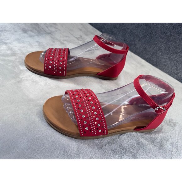 Andiamo Women's shoes 8M red strap sandels with rhinestones - Picture 11 of 16